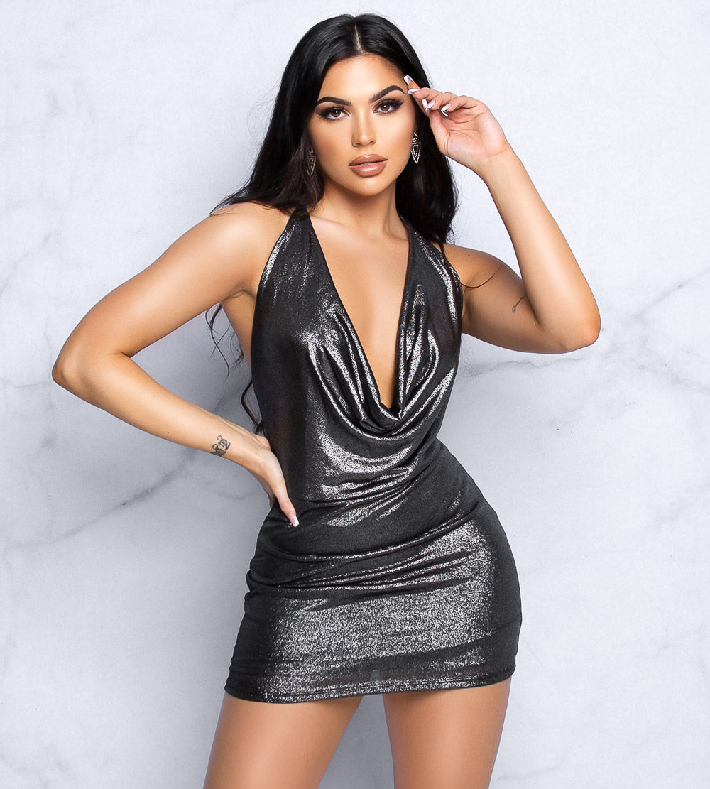 Shine On Me Metallic Party Dress