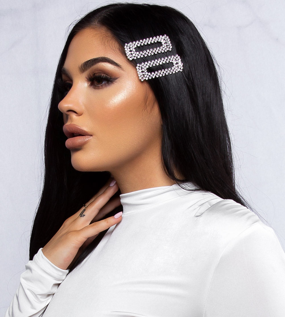 Glam Doll Rhinestone Hair Clip SET