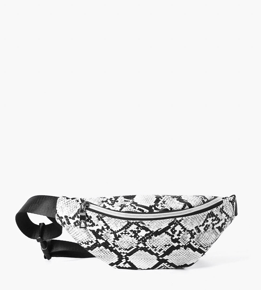 Slick Snakeskin Print Fanny Pack