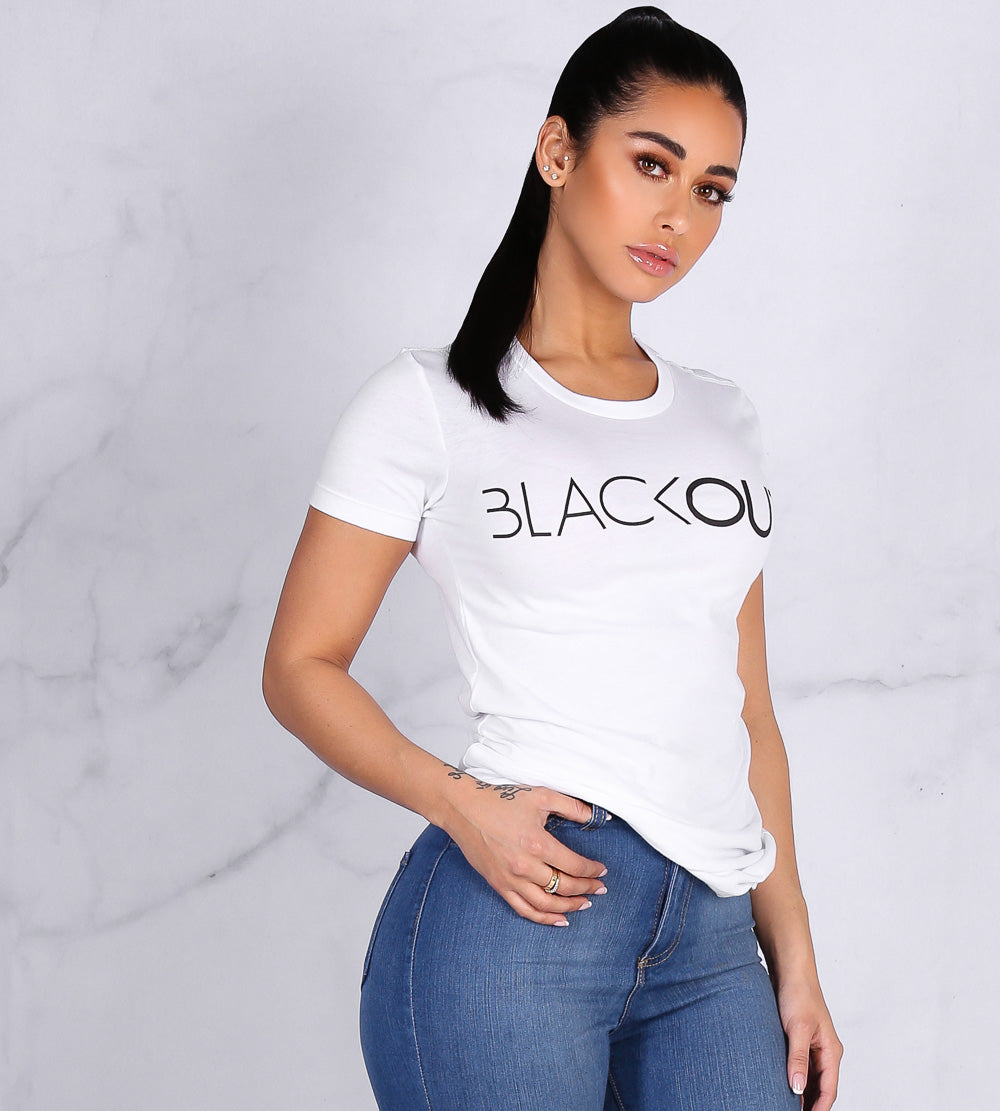 Basic Bitch BLACKOUT T-Shirt (White)